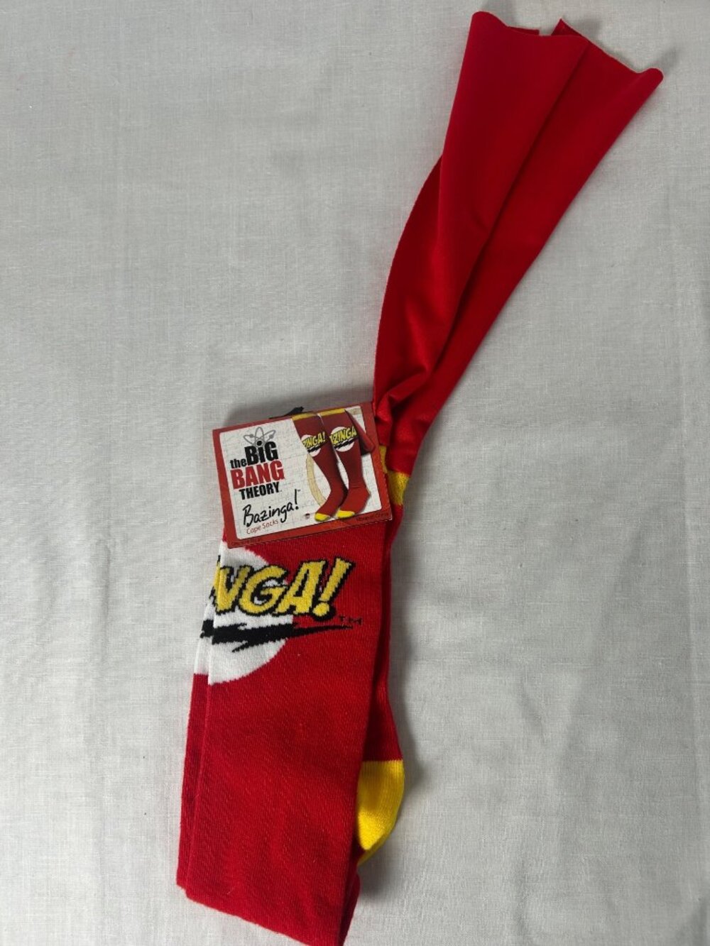The Big Bang Theory Bazinga! Cape Socks One Size Fits All Red & Yellow